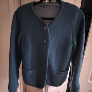 Dark Teal Button-Up Coat